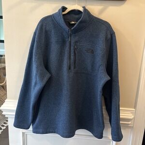 The North Face 1/4 Zip Pullover Sweater Mens XXL Blue Sherpa Lined